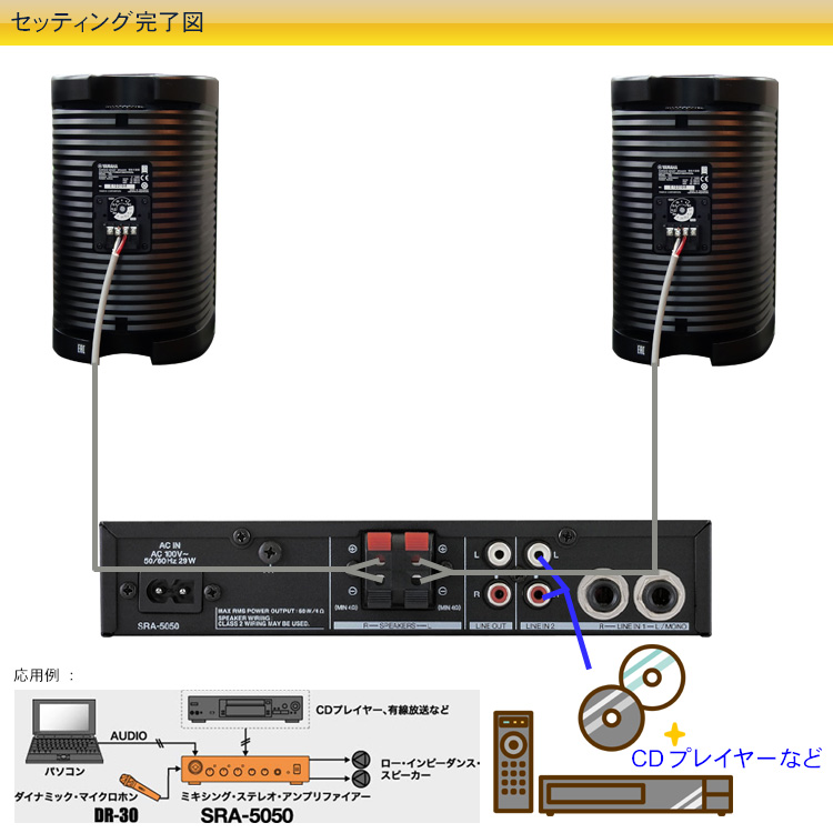 YAMAHA 壁掛け対応 簡易PAシステム コンポ感覚で接続できる商業用