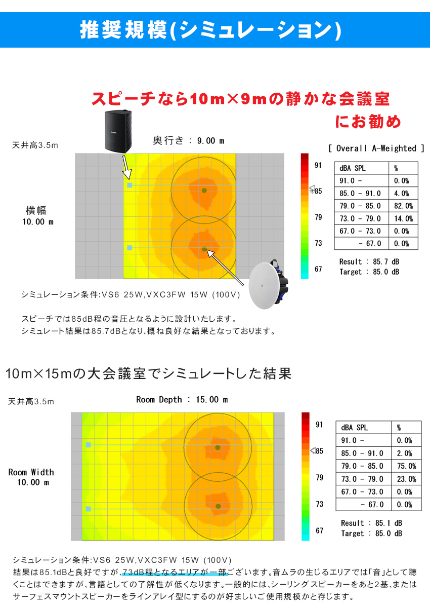 YAMAHA 壁掛けスピーカーVS6 + 天井埋め込みスピーカー + 赤外線